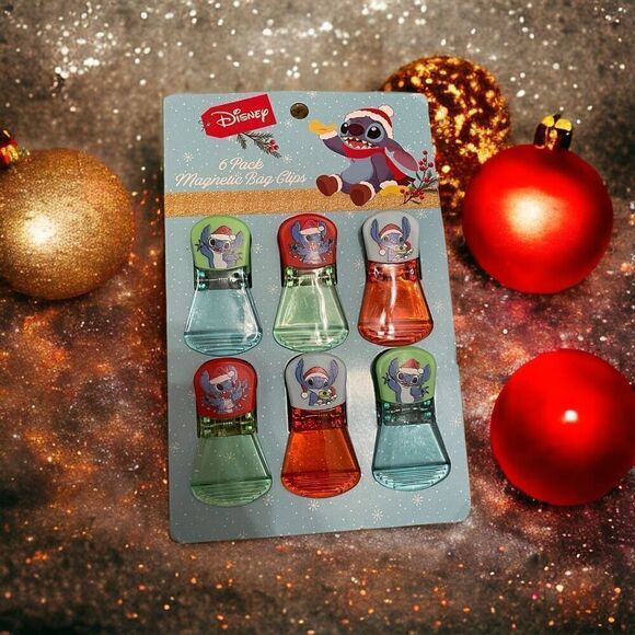 Stitch Christmas Clips 6 Pack Magnetic Chip Bag Disney Experiment 626 Alien - Picture 1 of 4